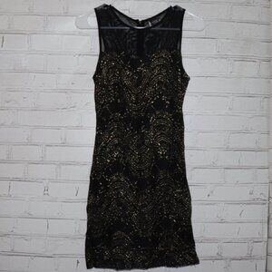 ✨ Sparkle & Fade Sequin Mesh Dress · Size 6 · Black & Gold